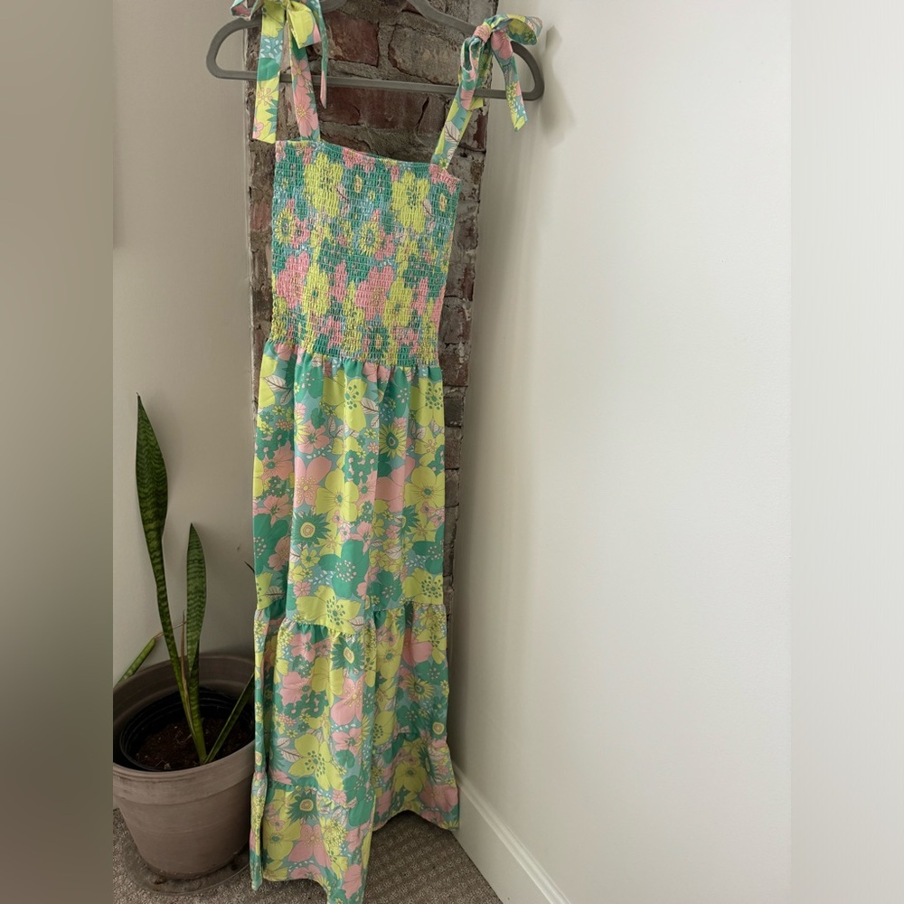 Floral Maxi Dress with Tie Straps